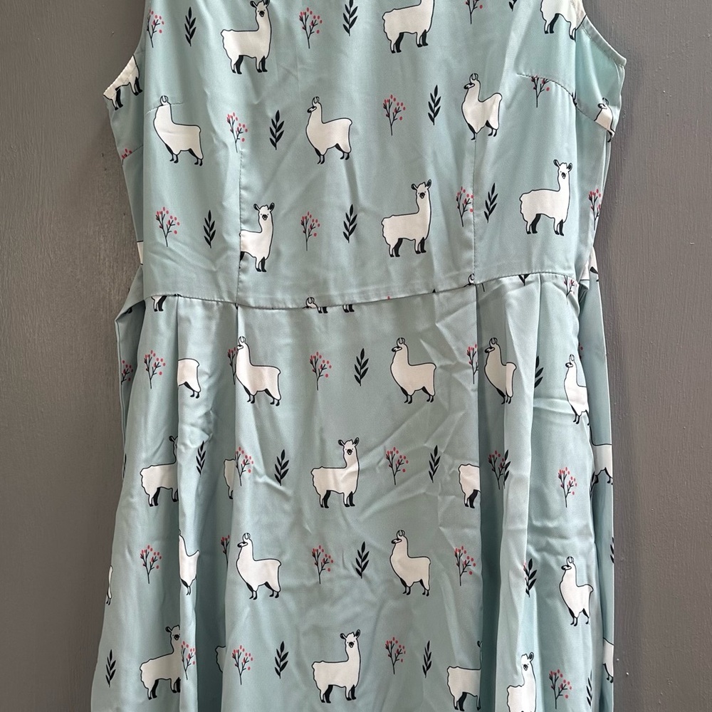 Llama Print Sleeveless Dress